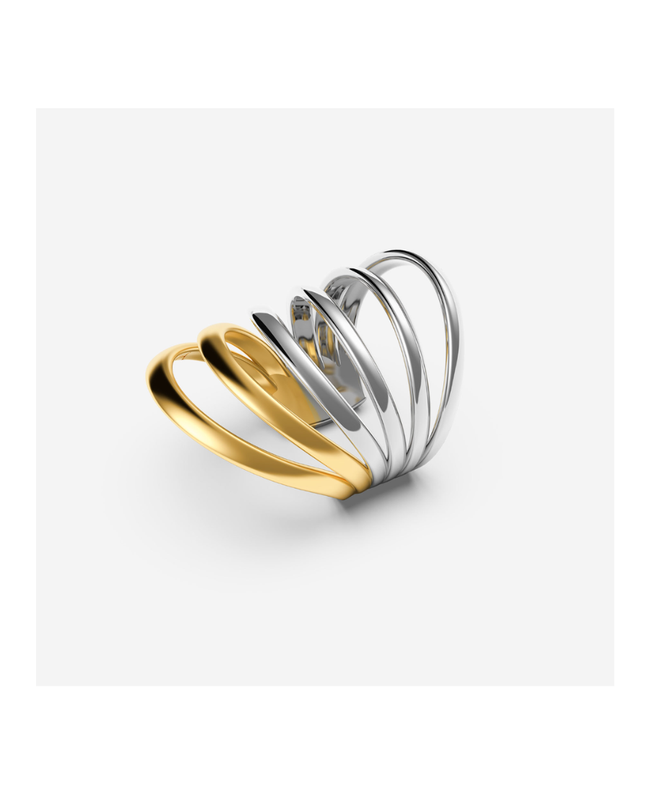 Pianegonda Anello a Sei Fasce Bicolore Oro e Argento MVP WARDROBE X PIANEGONDA