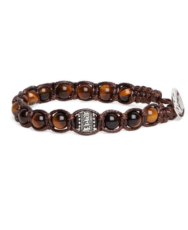 Bracciali Tamashii Ruota della preghiera in Argento Occhio di Tigre Marrone