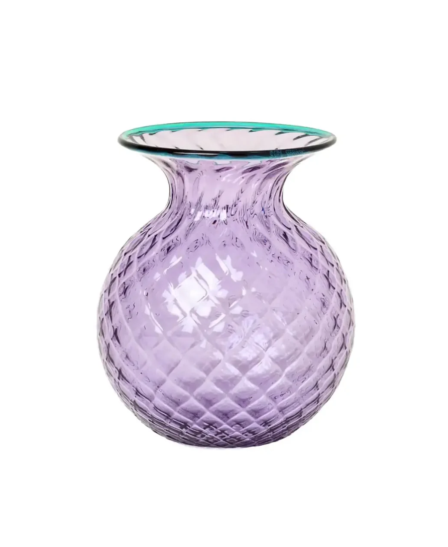 Venini Vaso Balloton Fiori Lilla Menta Piccolo
