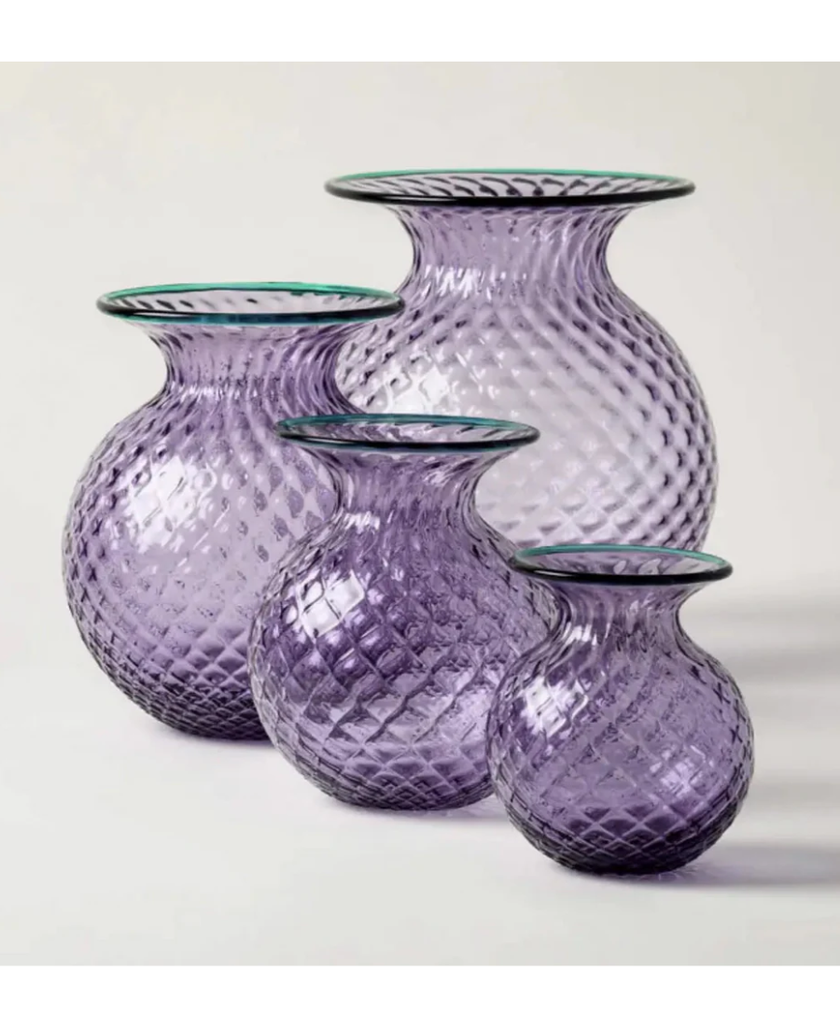 Venini Vaso Balloton Fiori Lilla Menta Medio