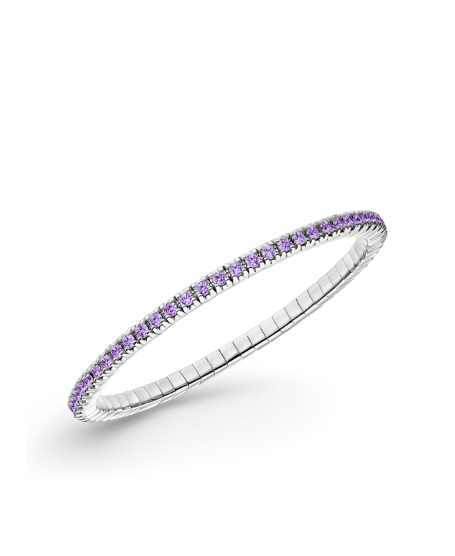 LUIS & FREYA Bracciale Tennis Elastico con Zirconi Viola