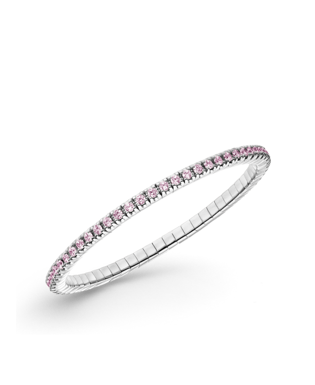 LUIS & FREYA Bracciale Tennis Elastico con Zirconi Rosa