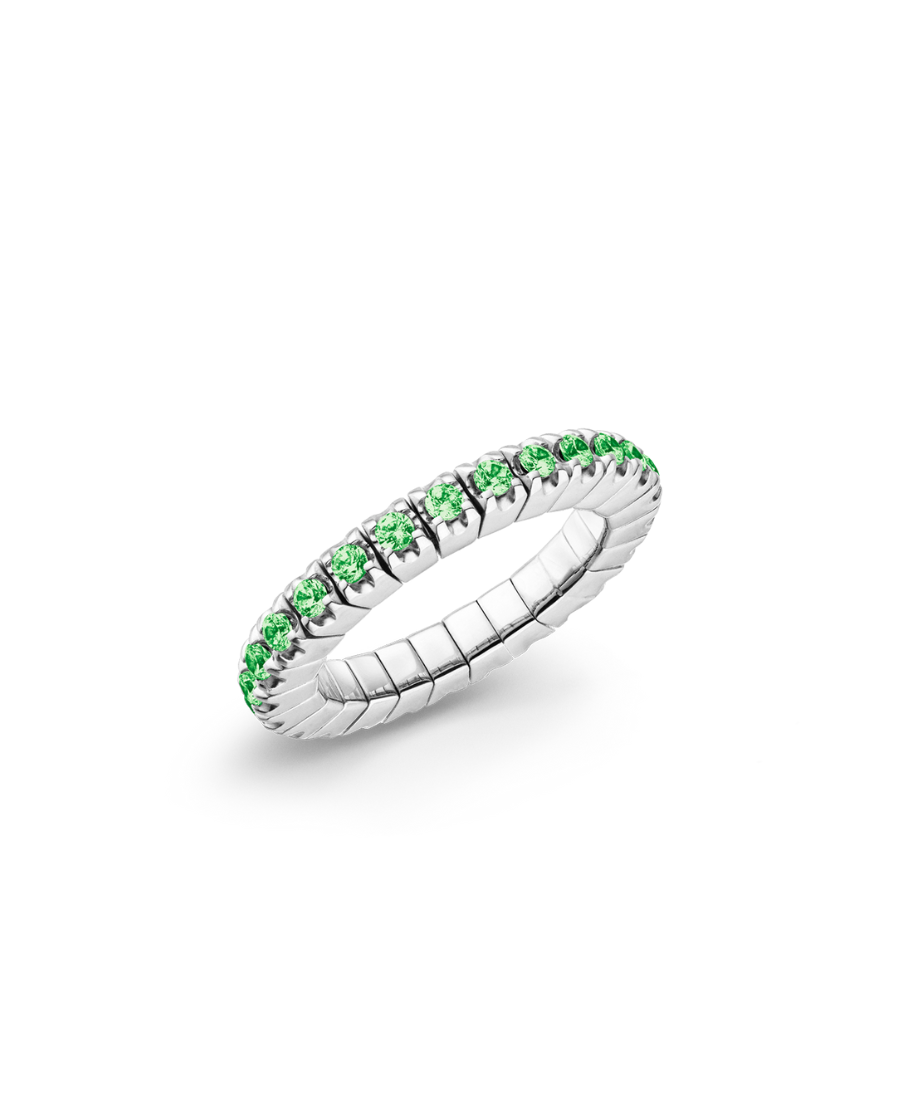 LUIS & FREYA Anello Veretta Elastico con Zirconi Verdi