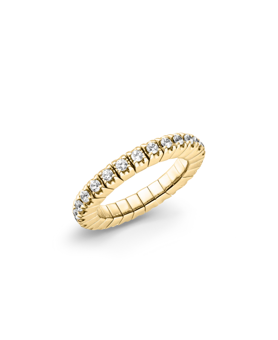 LUIS & FREYA Anello Veretta Elastico Dorato con Zirconi Bianchi