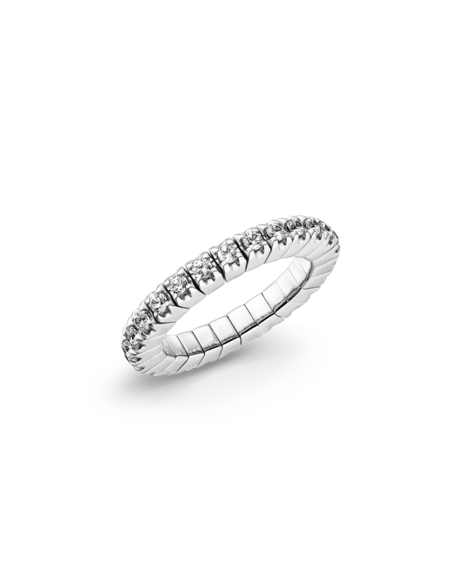 LUIS & FREYA Anello Veretta Elastico con Zirconi Bianchi