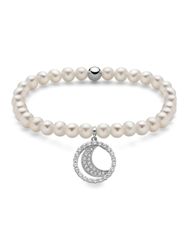 Miluna Bracciale di Perle e Ciondolo con Topazi Elastico