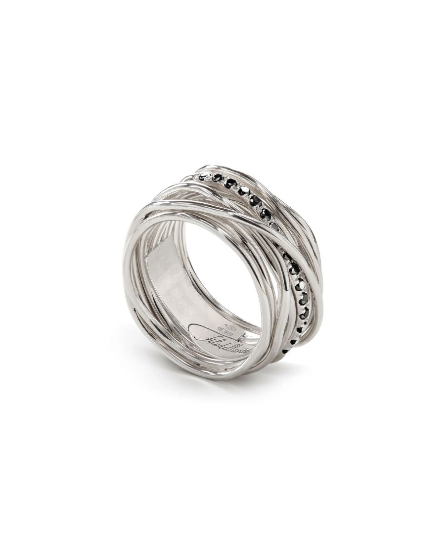 Filodellavita Anello Classic 13 Fili in Argento e Diamanti Black