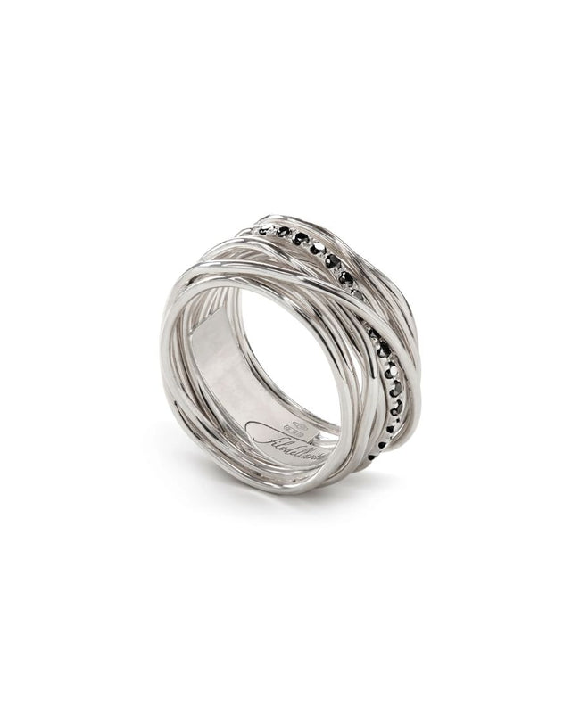 Filodellavita Anello Classic 13 Fili in Argento e Diamanti Black
