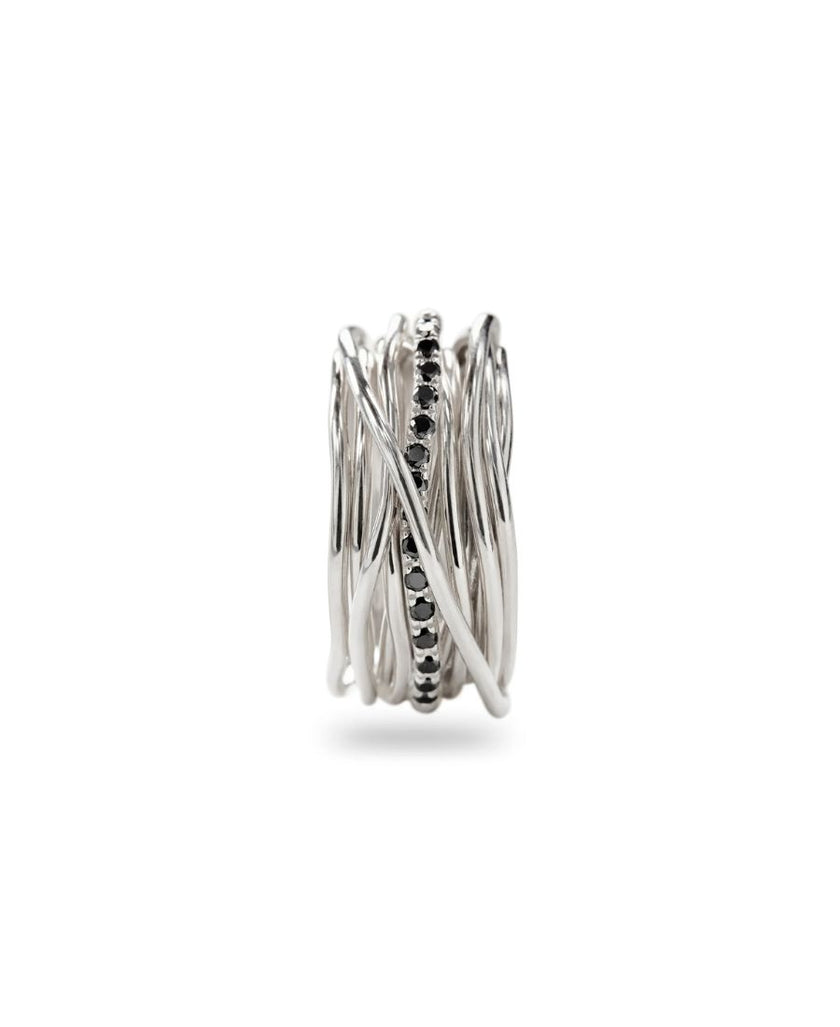 Filodellavita Anello Classic 13 Fili in Argento e Diamanti Black
