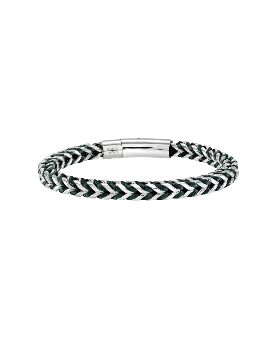 Breil Bracciale Uomo Shackle Argento e Verde Scuro
