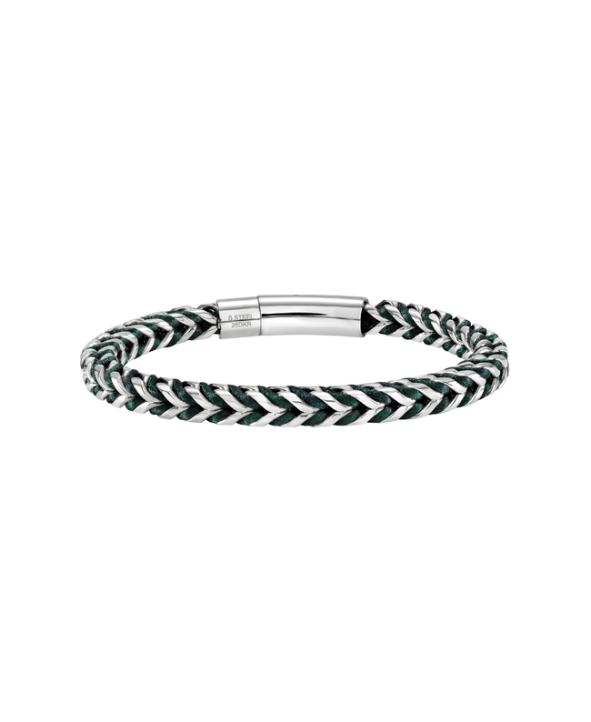 Breil Bracciale Uomo Shackle Argento e Verde Scuro
