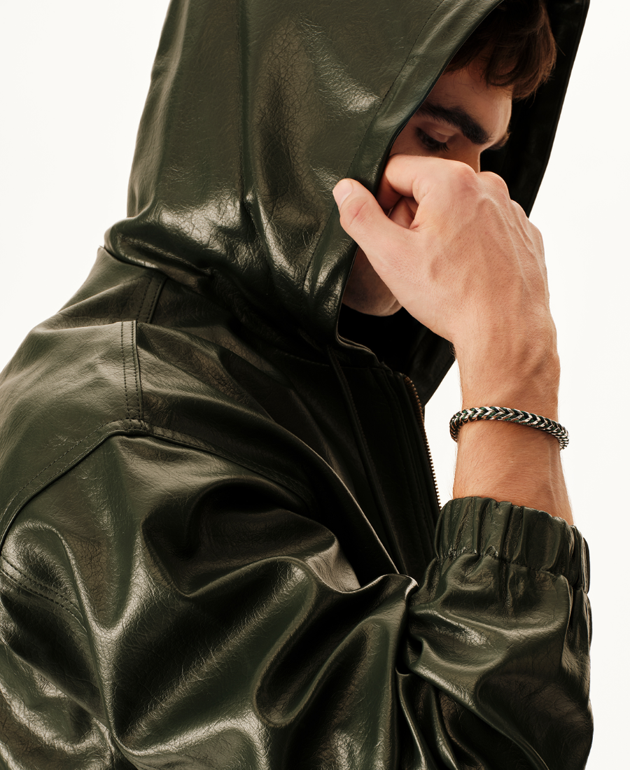 Breil Bracciale Uomo Shackle Argento e Verde Scuro