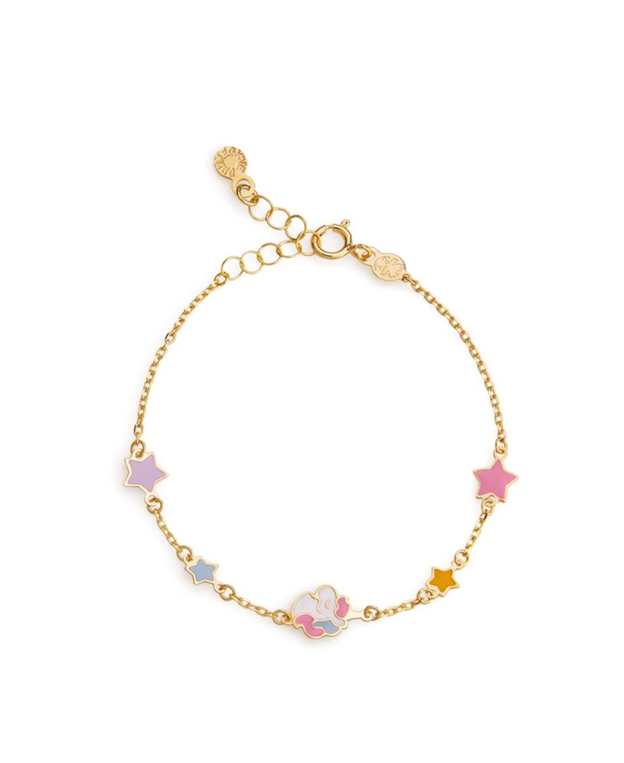 LeBebé Bracciale in oro giallo con unicorno e stelline