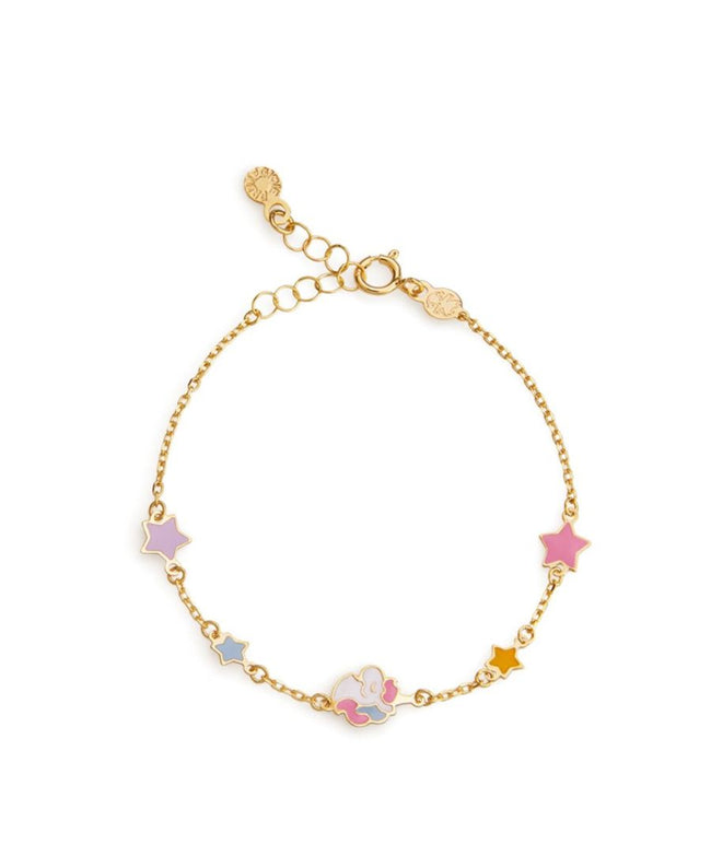 LeBebé Bracciale in oro giallo con unicorno e stelline