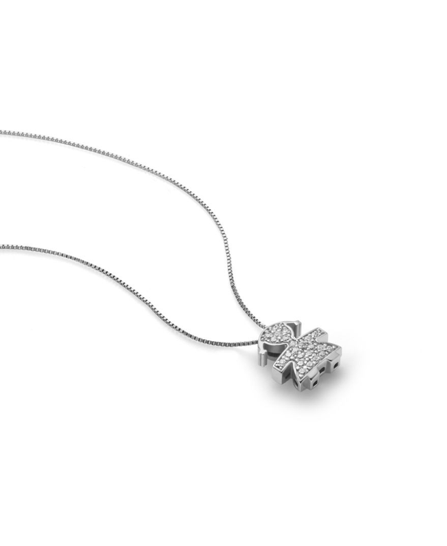 LeBebé Collana I Tesorini con Bimba in Oro Bianco e Diamanti