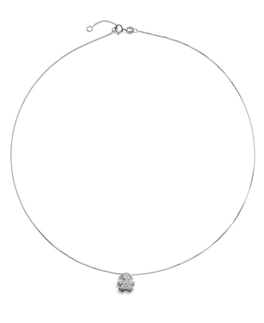 LeBebé Collana I Tesorini con Bimba in Oro Bianco e Diamanti