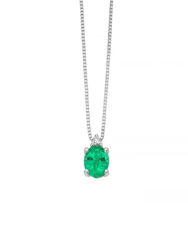 Miluna Collana Smeraldo Ovale con Diamante