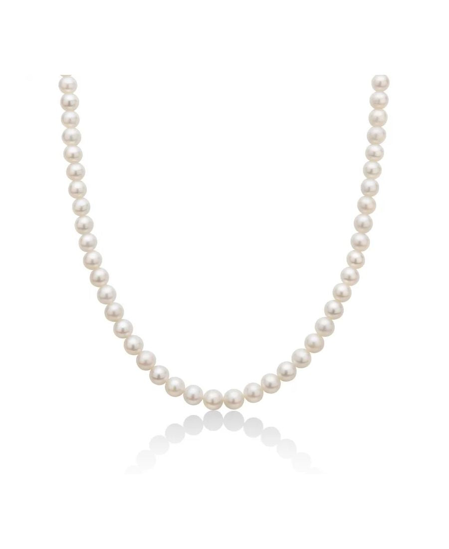Miluna Collana Filo di Perle In Oro Bianco 6-6,5 mm