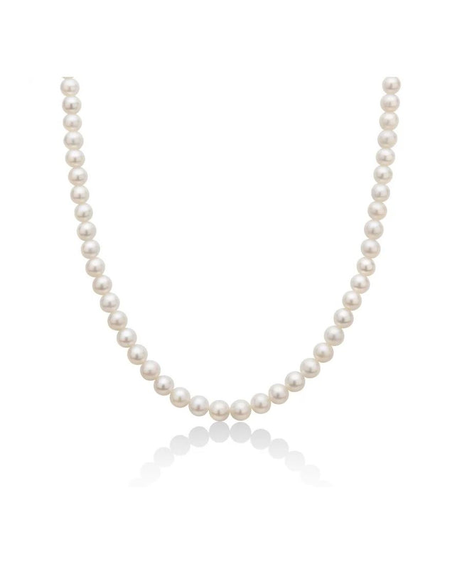 Miluna Collana Filo di Perle In Oro Bianco 6-6,5 mm