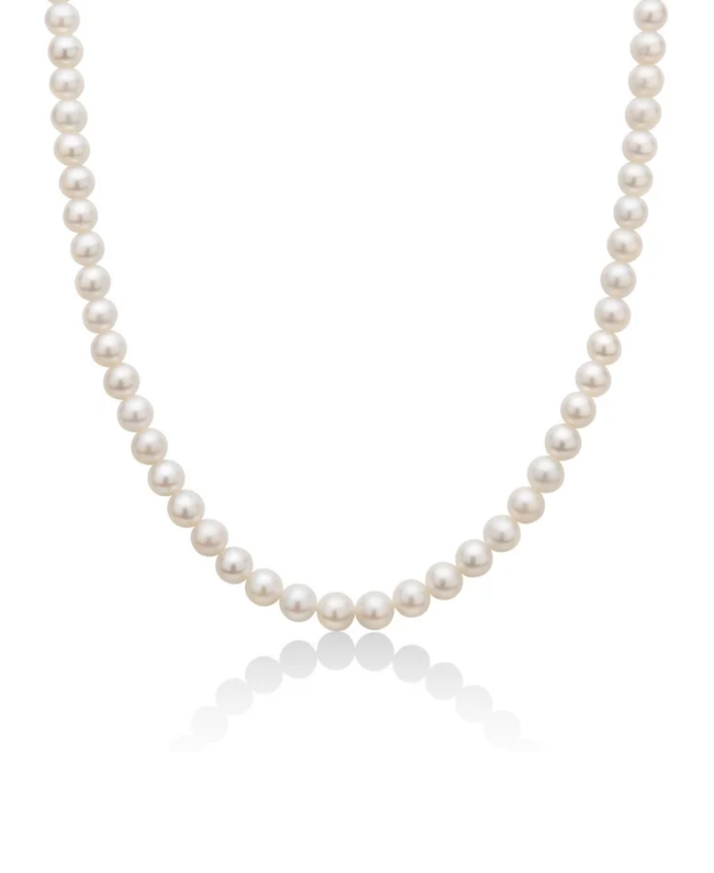 Miluna Collana Filo di Perle In Oro Bianco 5,5-6 mm