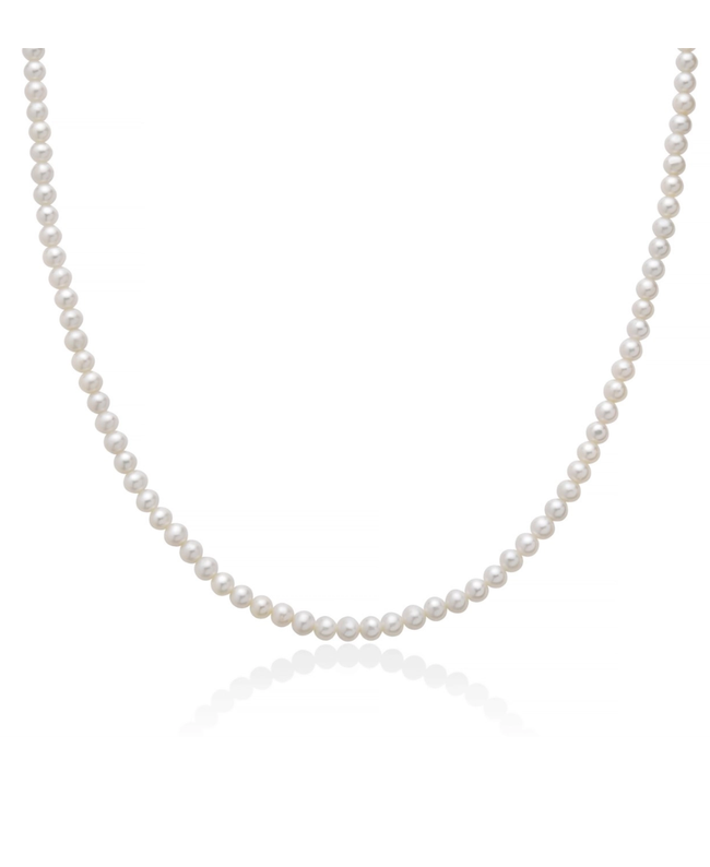 Miluna Collana Filo di Perle in Oro Bianco 4,5-5 mm