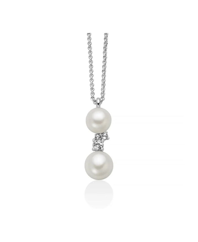 Miluna Collana Andromeda in Argento con Perle e topazi bianchi