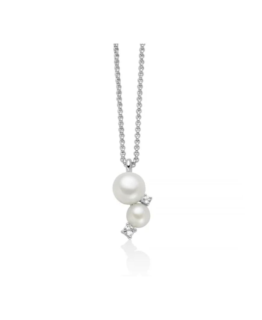Miluna Collana Andromeda in Argento con Perle e topazi bianchi