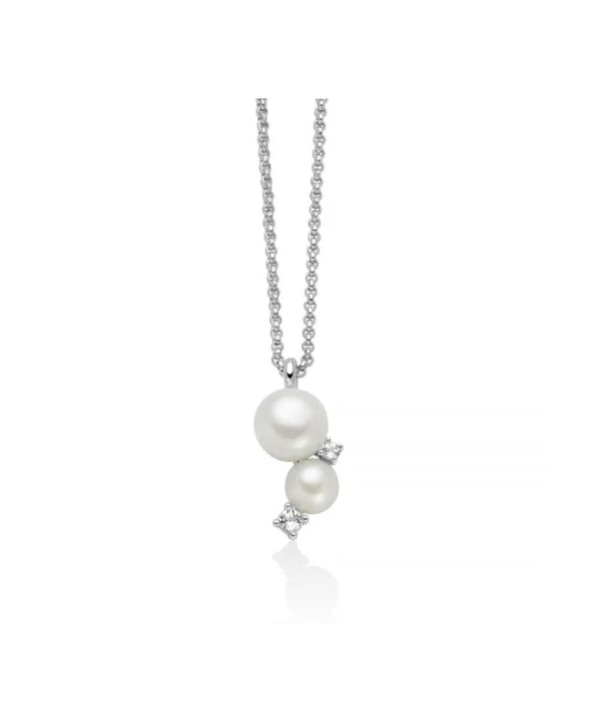 Miluna Collana Andromeda in Argento con Perle e topazi bianchi