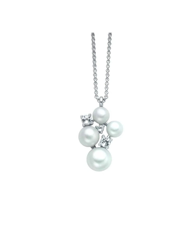 Miluna Collana Andromeda in Argento con Perle e topazi bianchi