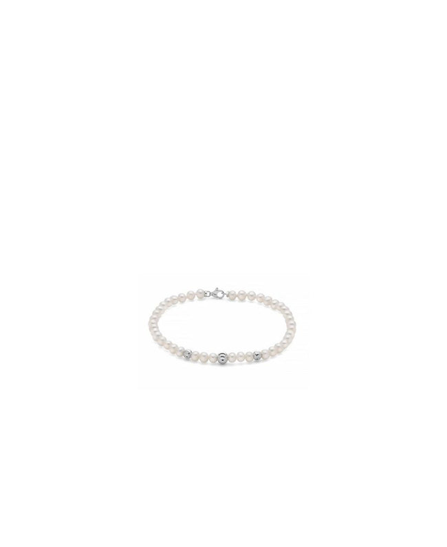 Miluna Bracciale di Perle in Oro Bianco 4-4.5