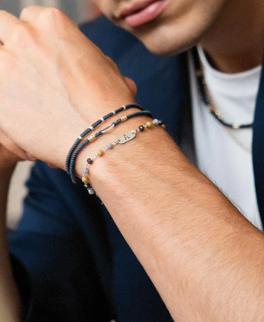 Rue Des Mille Bracciale Unisex con Iniziale Tangle