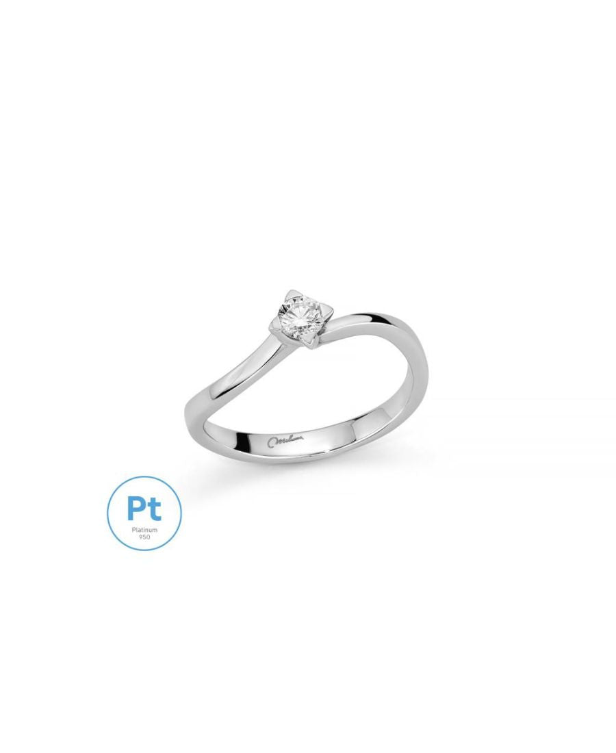 Miluna Anello Solitario Platino e Diamanti