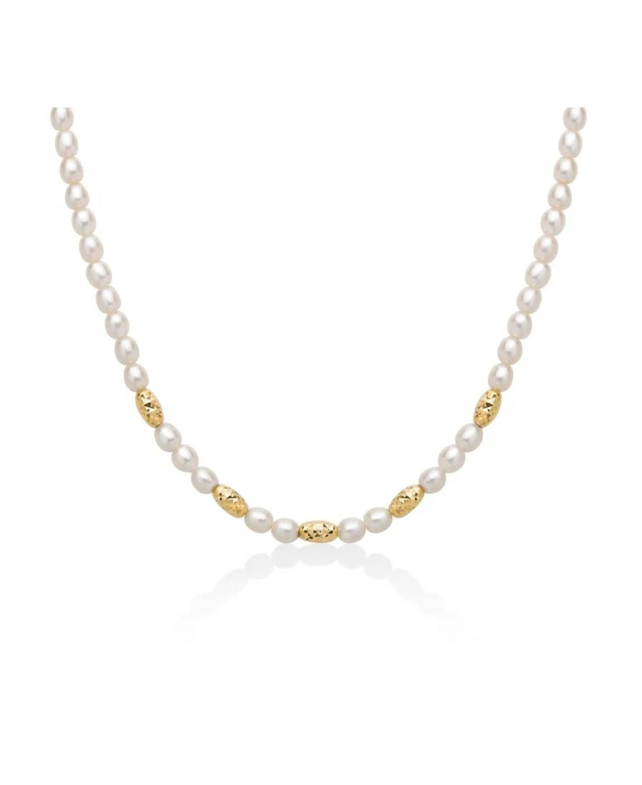 Collana  Miluna Pepite di Perle e Elementi in Argento Dorato