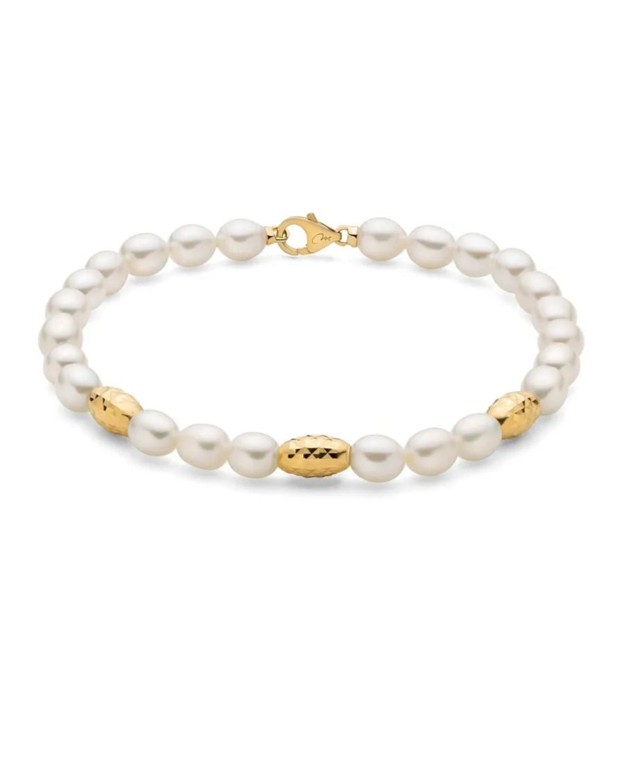 Bracciale Miluna Pepite di Perle con Elementi Dorati