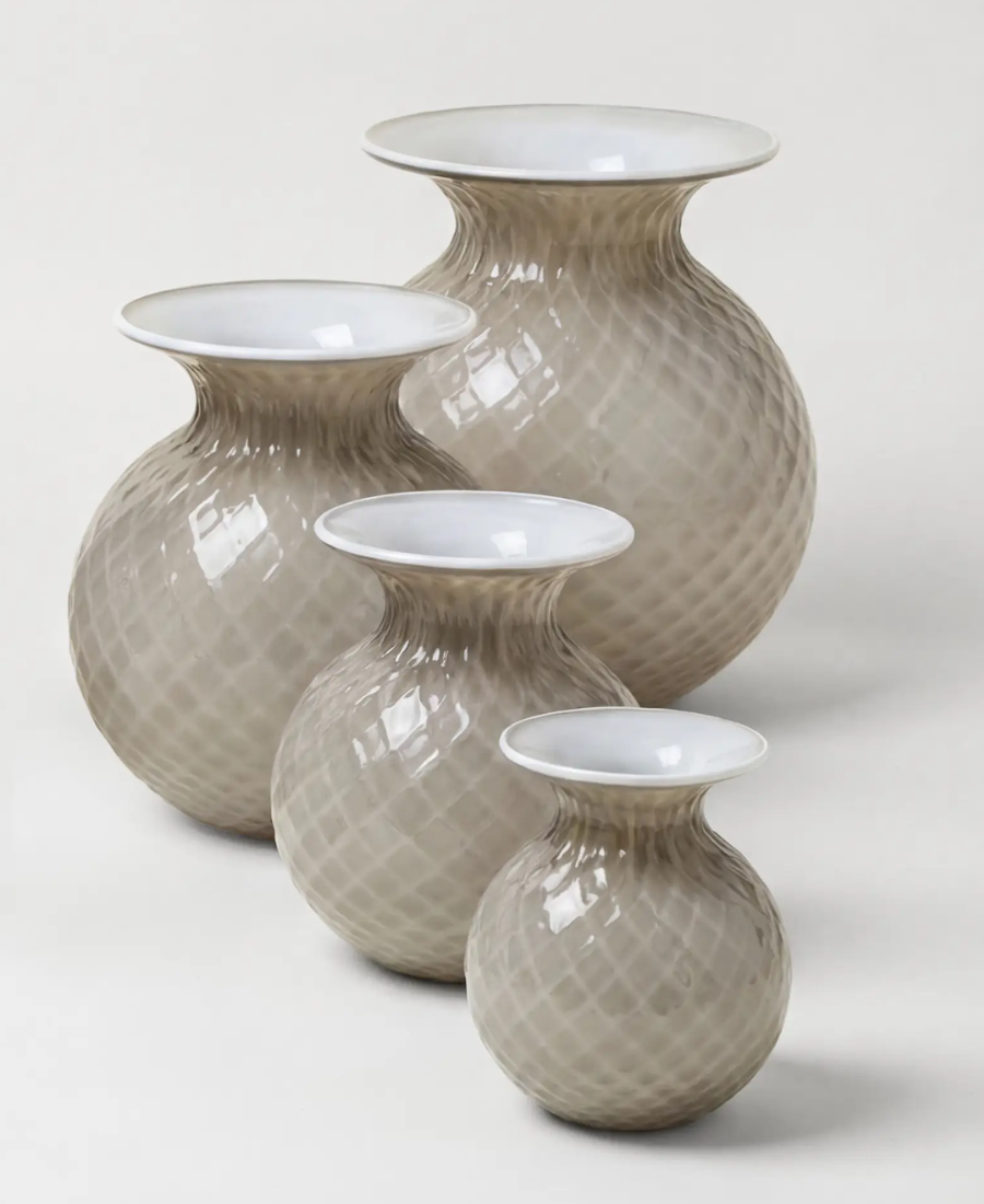 Venini Vaso Balloton Fiori Large Snow, Cristallo