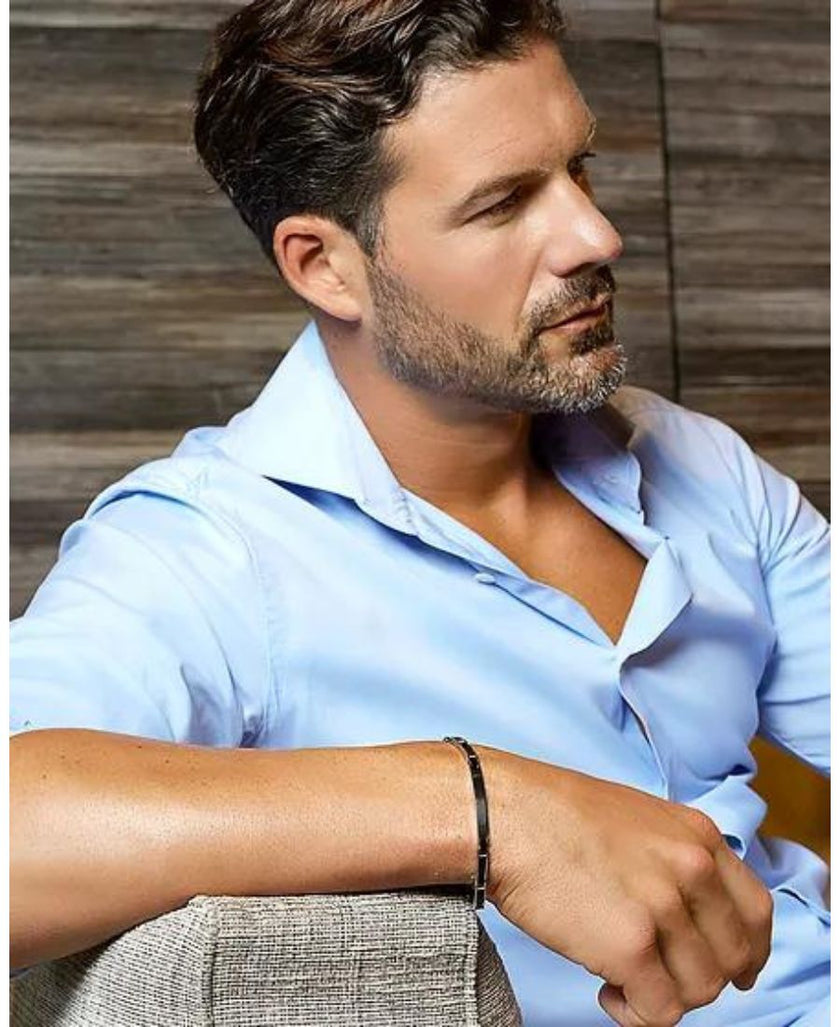 Comete Gioielli Bracciale Uomo Texture Acciaio