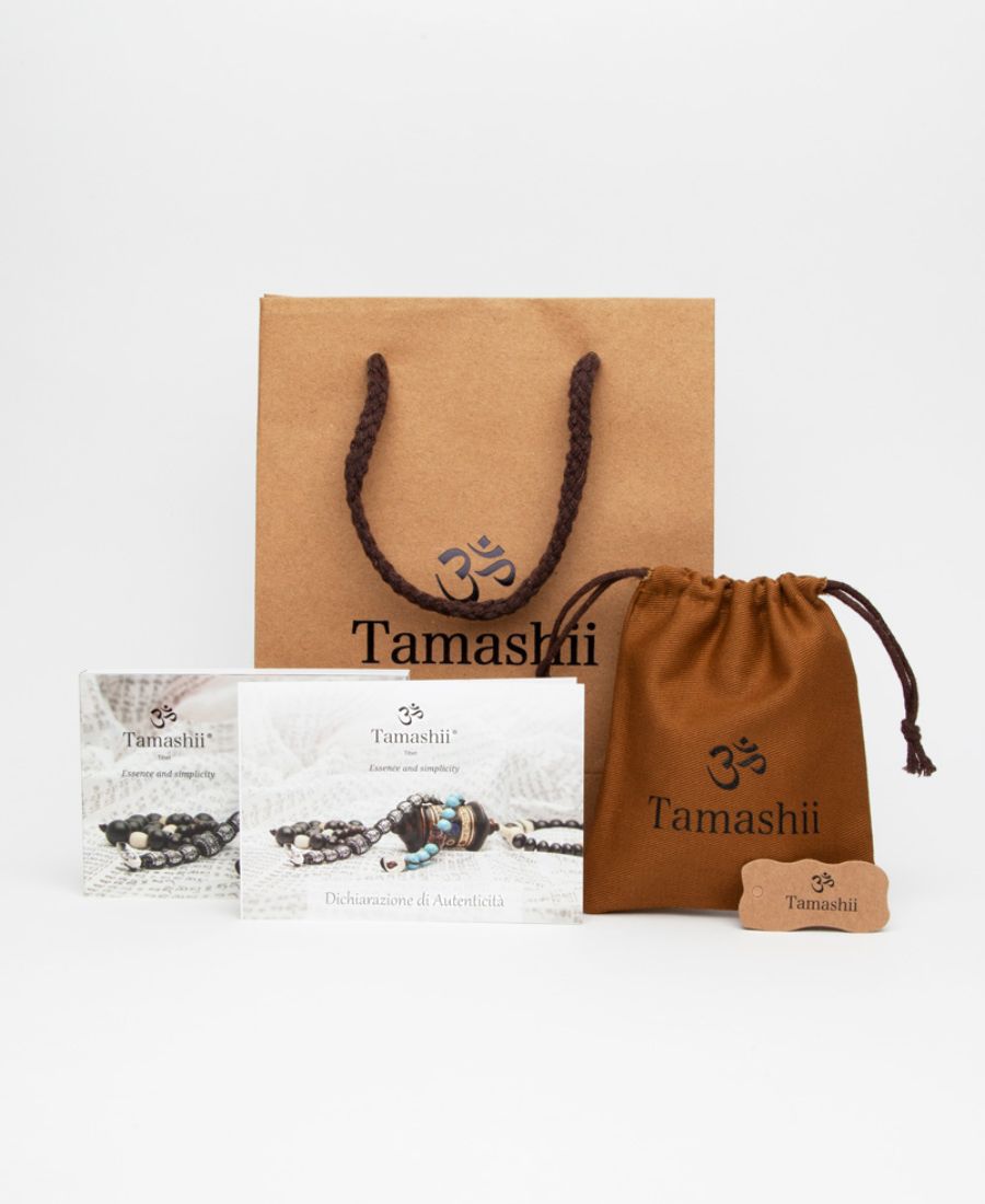Collana Tamashii Tibet Mudra Corta Agata Muschiata