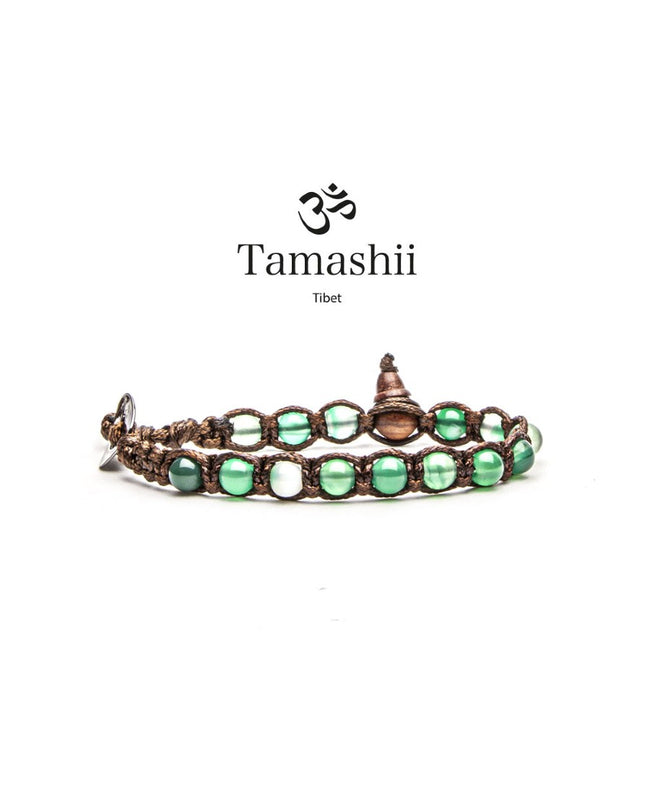 Bracciale Tamashii Giada Verde Striata  6mm